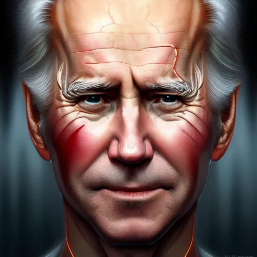 Prompt: Portrait of person, who has half a Putin\'s face and half of a Biden\'s face, D&D, face, fantasy, intricate, elegant, highly detailed, digital painting, artstation, concept art, smooth, sharp focus, illustration, art by artgerm and greg rutkowski and alphonse mucha