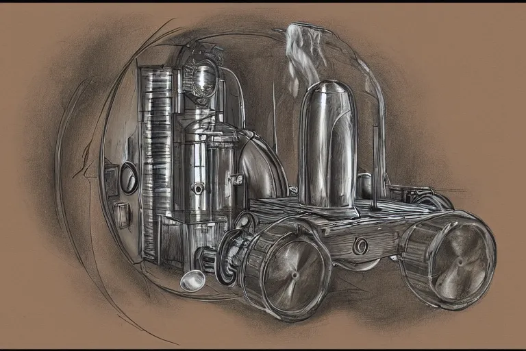 Prompt: sketch of a time machine, detailed, labeled