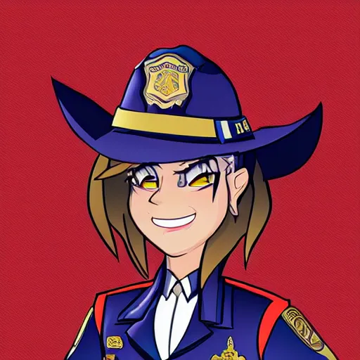 Image similar to beatiful anthropomorphic female dragon working as a police officer, cartoon, digital art, full character, high detail drawing