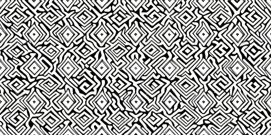 Image similar to seamless geometric maze pattern, black and white, art deco