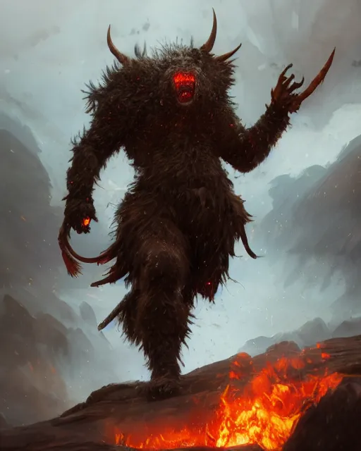 Image similar to oil painting of Angry Anthropomorphized Cow Berserker, wearing fur armor, claws, sharp focus, attack pose, fantasy style, octane render, volumetric lighting, 8k high definition, by greg rutkowski, highly detailed, trending on art Station, magic the gathering artwork, burning Battlefield background, centered