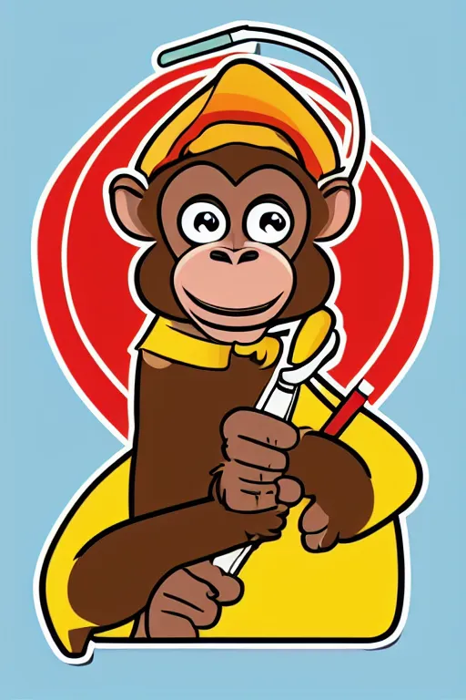 Image similar to Portrait of a Monkey with a cigarette, sticker, colorful, illustration, highly detailed, simple, smooth and clean vector curves, no jagged lines, vector art, smooth
