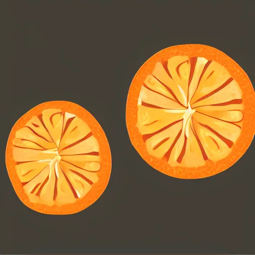 Prompt: 2 circular oranges, one orange takes a bite of the other orange they are both very happy vector logo clean modern minimal crisp edges