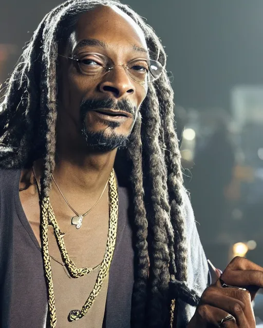 Image similar to Snoop Dogg in the role of Gandalf the Grey, film still, amazing short, 8K, IMAX, ultra detailed