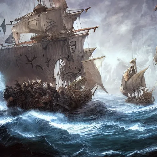 Image similar to mer people attacking a pirate ship, trending on artstation, ultra fine detailed, hyper detailed, hd, concept art, digital painting