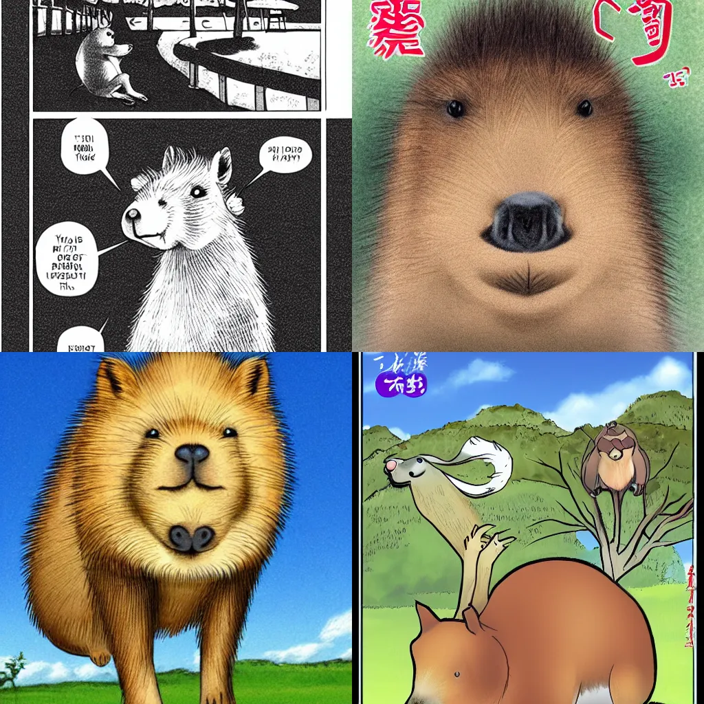 Prompt: manga about a capybara