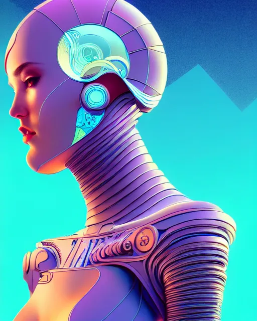 Prompt: ultra detailed, beautiful female android, side portrait, sharp focus, highly detailed vfx portrait, scribble art, speed painting, geometric shapes, global illumination, by moebius!! and james jean and artgerm and liam brazier and victo ngai and tristan eaton. detailed, vector art, digital illustration, concept art. 8 k, hdr