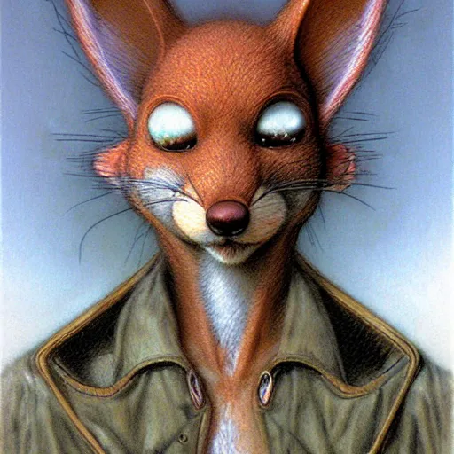 Image similar to portrait of gadget hackwrench from chip'n dale rescue rangers by luis royo and wayne barlowe, beksinski