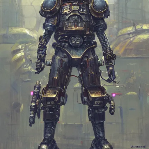 Image similar to wearing warhammer 4 0 0 0 0 emperor armor realistic anthropomorphic shiba inu scifi cyberpunk, visible face and full body portrait art by donato giancola and greg rutkowski, vintage retro scifi, realistic face, digital art, trending on artstation, symmetry