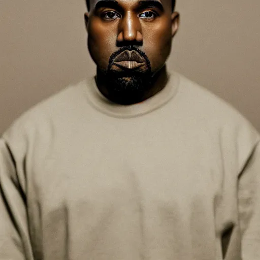 Image similar to the face of kanye west wearing yeezy clothing at 4 5 years old, portrait by julia cameron, chiaroscuro lighting, shallow depth of field, 8 0 mm, f 1. 8