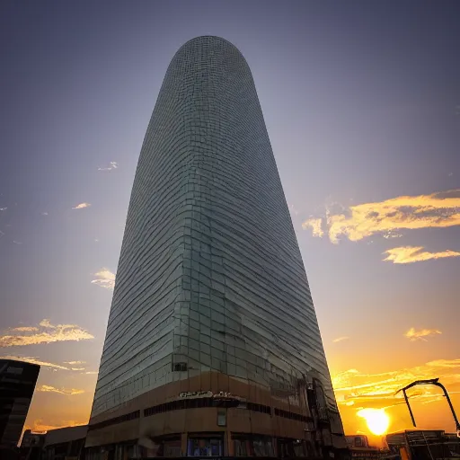 Image similar to Wide angle lens photograph of the tallest bookstore in the world at sunset