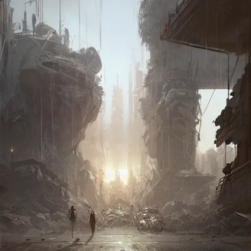 Image similar to post-apocalyptic desert city Los Angeles, concept art, by greg rutkowski, by Gustave Dore