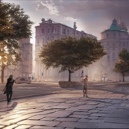 Prompt: city of Kitezh, concept art, photo of Breeze Kaze, photo of Džesika Devic, beautiful light, hyperrealism