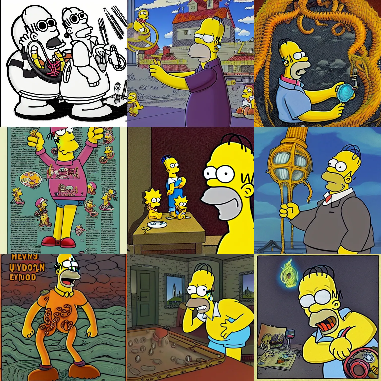 Prompt: homer simpson depicted as a highly detailed eldritch horror