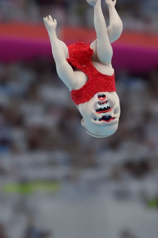 Image similar to screaming chucky doll performing high dive at olympics