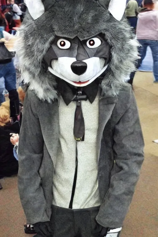 Image similar to an anthropomorphic wolf, fursuit!!!!, cosplay