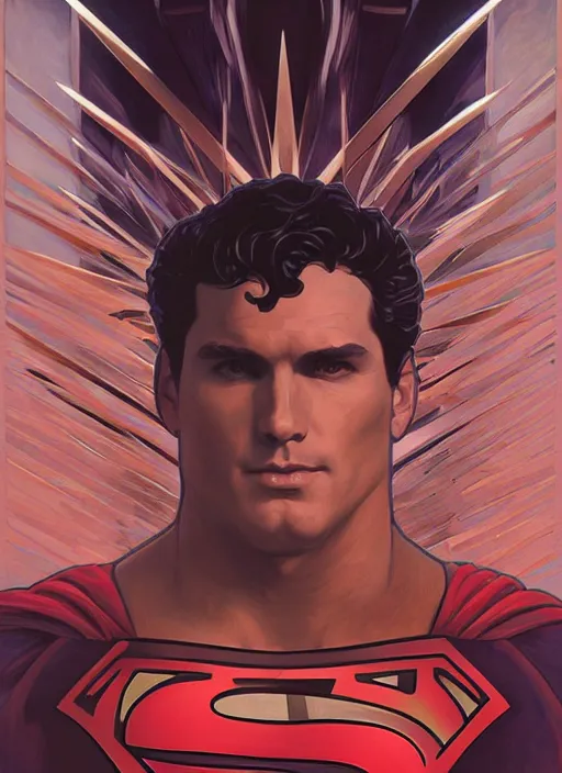 Image similar to symmetry! portrait of superman, red spike aura in motion, floating pieces, painted art by tsuyoshi nagano, greg rutkowski, artgerm, alphonse mucha, spike painting