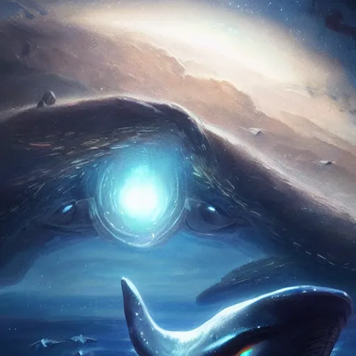 Image similar to space magical whale having multiple eyes, eyes!, eyes!, eyes!, eyes!, eyes!, eyes, galaxy whale, epic fantasy style art, galaxy theme, by Greg Rutkowski, hearthstone style art, eye art