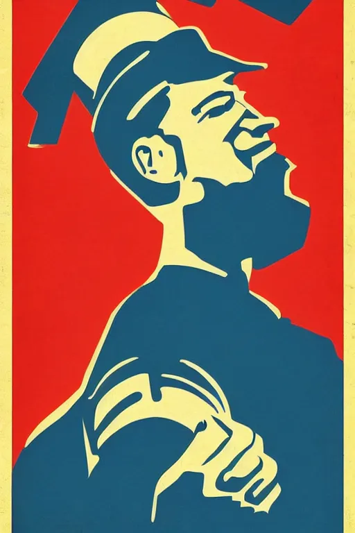 Prompt: “iphone in Soviet propaganda poster”