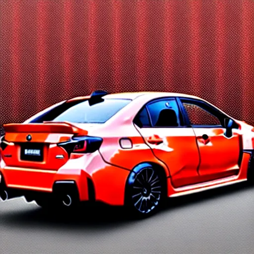 Prompt: a 2019 WRX made out of bacon