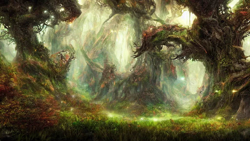 Prompt: fantasy forest, epic digital art, wallpaper