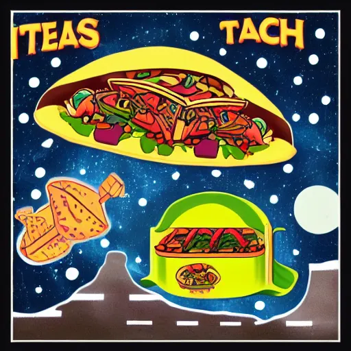 Prompt: a spaceship that is a taco