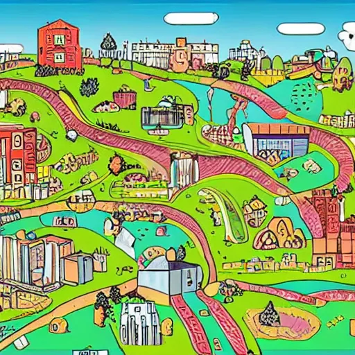 Image similar to sprawling utopia in the style of busytown