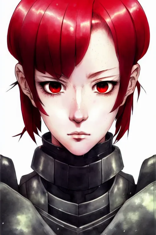 Image similar to portrait of Anime sister of battle, Warhammer 40000, cute-fine-face, red-short-hair pretty face, realistic shaded Perfect face, fine details. Anime. realistic shaded lighting by Ilya Kuvshinov katsuhiro otomo ghost-in-the-shell, magali villeneuve, artgerm, rutkowski, WLOP Jeremy Lipkin and Giuseppe Dangelico Pino and Michael Garmash and Rob Rey