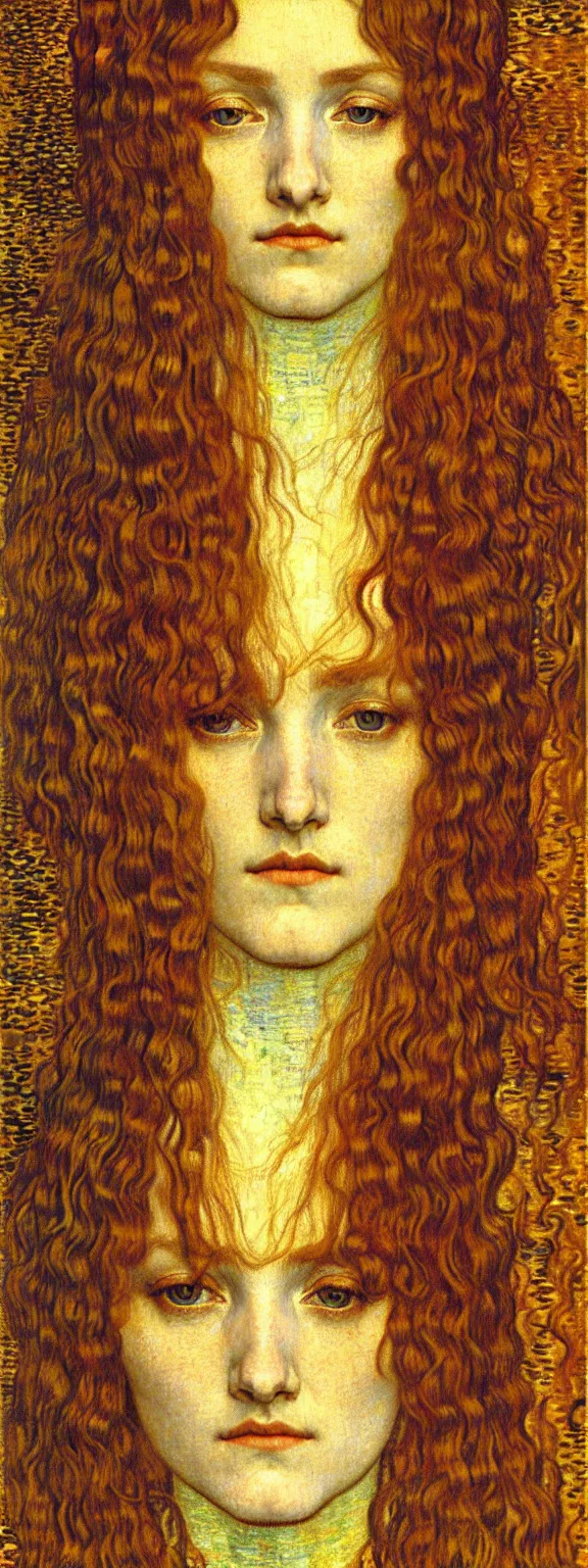 Image similar to detailed realistic beautiful young medieval queen face portrait by jean delville, gustav klimt and vincent van gogh, art nouveau, symbolist, visionary, gothic, pre - raphaelite, muted earthy colors, desaturated