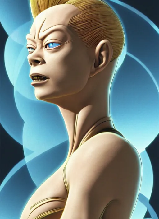 Prompt: a richly detailed color  illustration depicting Seven of Nine from Star Trek looking forlorn, masterfully painted on glass by Akira Toriyama and Mina Petrovic, Range Murata, Katsuhiro Otomo, Yoshitaka Amano, and Artgerm. 3D shadowing effect, 8K resolution, 3D shadowing effect, ultra ornate detail, digital Provio .