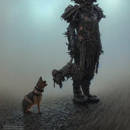 Image similar to armor made of bones, anthropomorphic shiba inu, metalic, stuning 3 d render, masterpiece, glowing black aura, foggy dark graveyard, by donato giancola and greg rutkowski and wayne barlow and zdzisław beksinski, realistic face