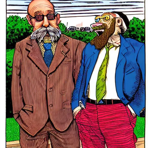 Image similar to The Artwork of R. Crumb and his Cheap Suit Car-salesman, pencil and colored marker artwork, trailer-trash lifestyle