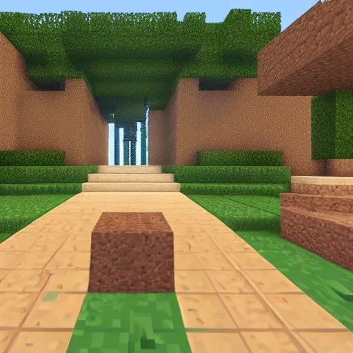 Image similar to corsica world in minecraft, raytracing shaders