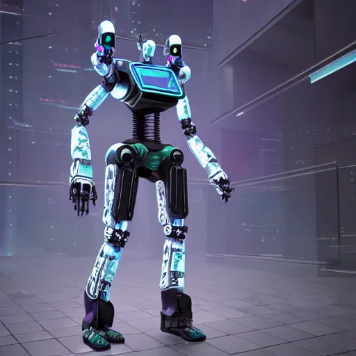 Prompt: Cyberpunk robot render by Bill Rain