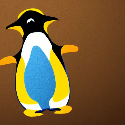 Prompt: blue and yellow linux penguin