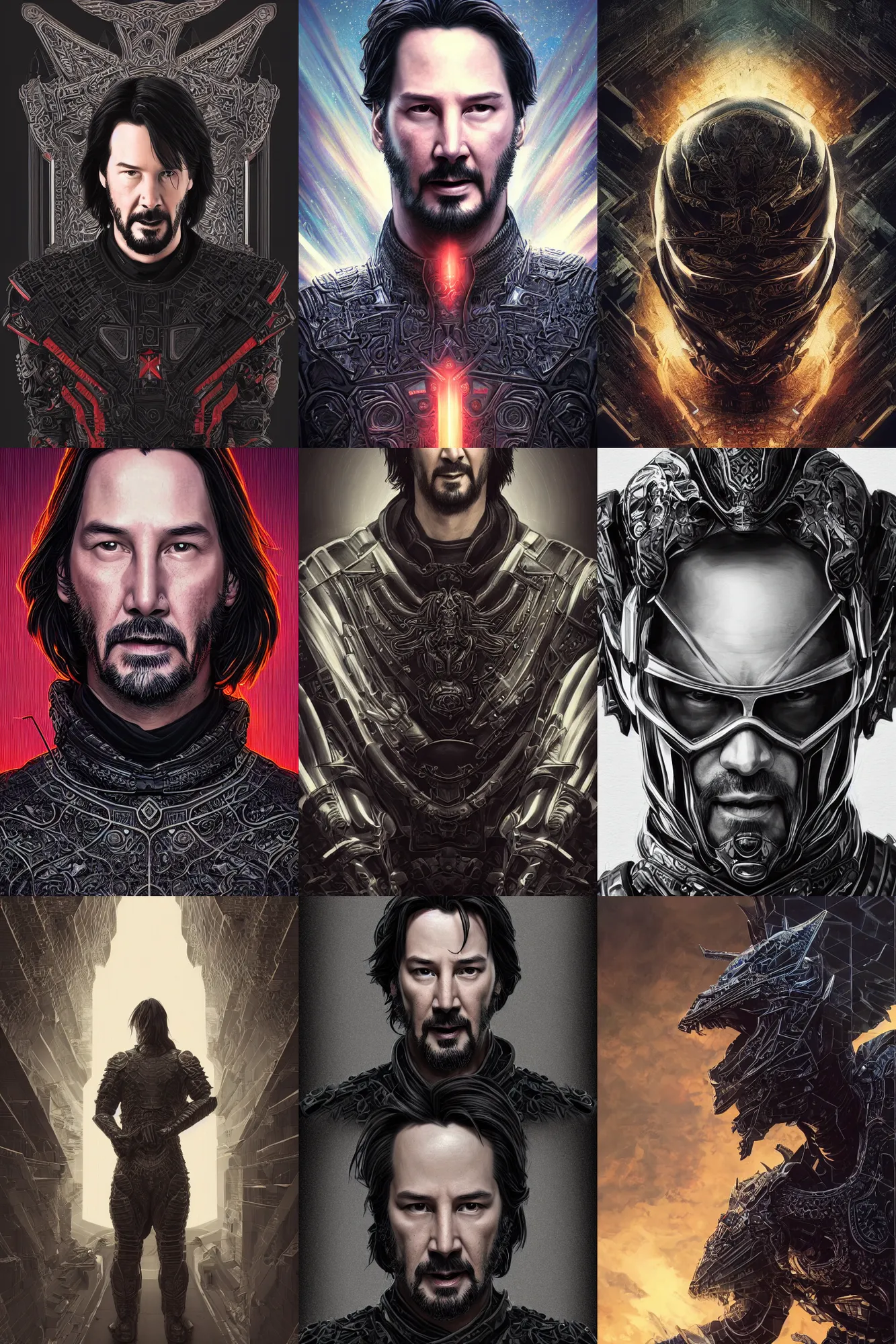 Prompt: portrait isometric drawing, printerest, keanu reeves in black dragon armor, intricate, epic lighting, cinematic composition, hyper realistic, 8k resolution, unreal engine 5, by Artgerm, tooth wu, dan mumford, beeple, wlop, rossdraws, James Jean, Andrei Riabovitchev, Marc Simonetti, yoshitaka Amano, Artstation