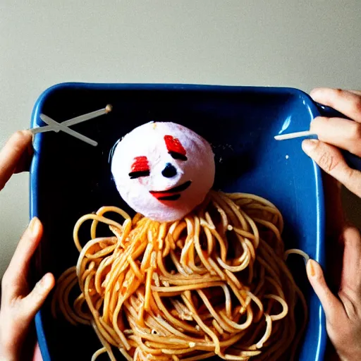 Image similar to spaghetti in the shape of a clown