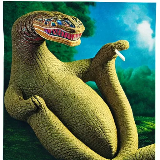 Image similar to plush langford's basilisk, art by national geographic, nature show