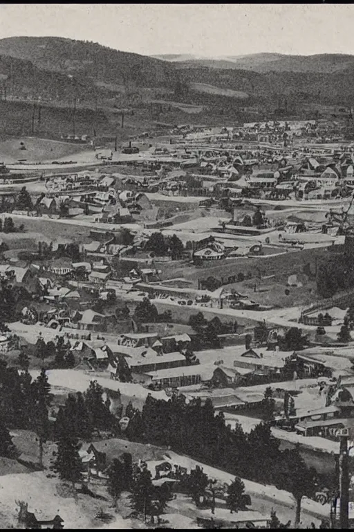 Prompt: 1 8 8 0 s view of lead city, south dakota. lead city is the location of the homestake mine