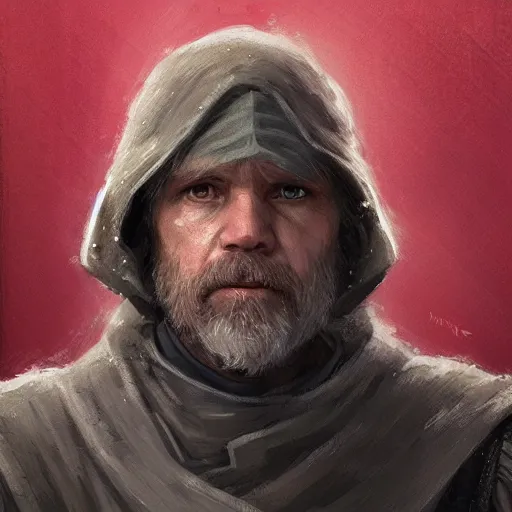 Image similar to portrait of a man by Greg Rutkowski, Commander Luke Skywalker from Star Wars Expanded Universe, he is about 60 years old, beard, wearing tactical gear of the Galactic Alliance, highly detailed portrait, digital painting, artstation, concept art, smooth, sharp foccus ilustration, Artstation HQ