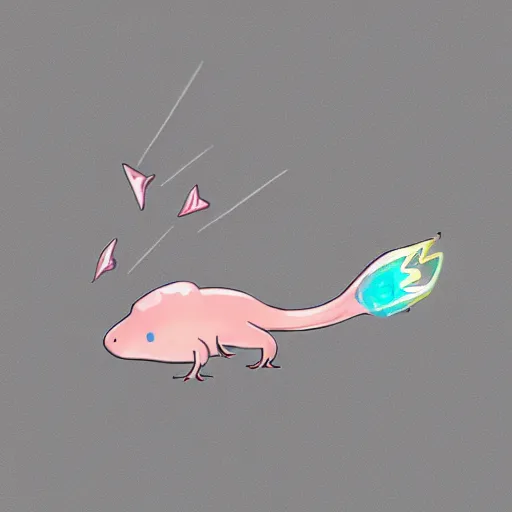 Image similar to an axolotl with a lightning bolt earring, trending on artstation