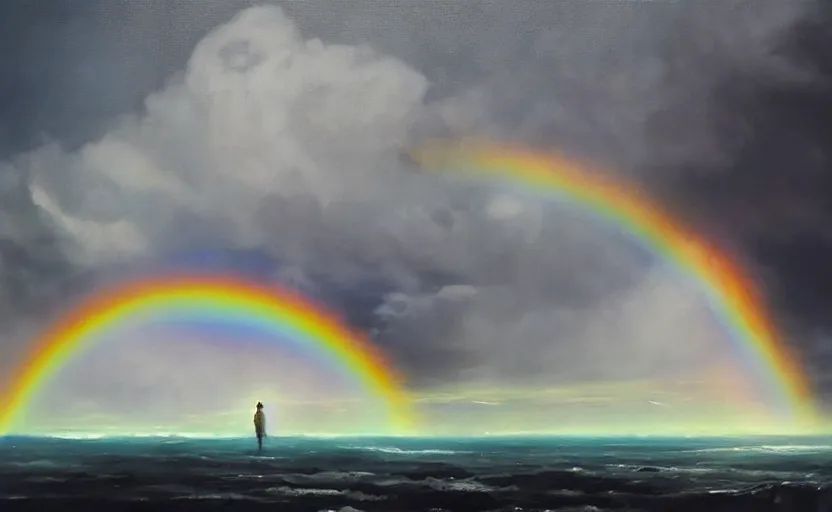 Image similar to a painting of a rainbow trending on artstation in the style of greg rutkowski