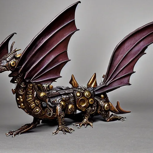 Image similar to a sculpture of a steampunk dragon, photograph