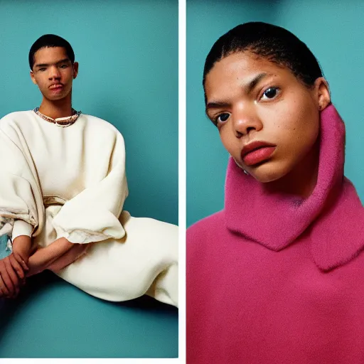 Image similar to realistic! photoshoot for a new balenciaga lookbook, color film photography, portrait of a beautiful woman, photo in style of tyler mitchell, 35mm