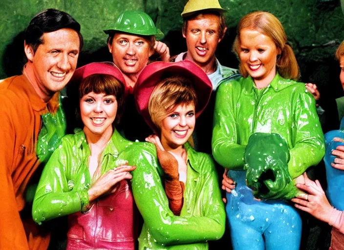 Image similar to the episode of M.A.S.H. where everyone gets covered with nickelodeon slime hd