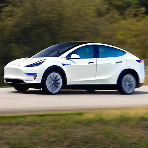 Prompt: a black mouth cur driving a Tesla model y, 4k