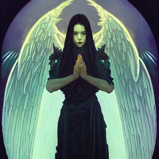 Prompt: A Pixel Art of A beautiful!!!! angel in black flames by Ross Tran!! and alphonse mucha and greg rutkowski! and Zdzisław Beksiński!!.Symmetrical face.dark Fantasy,smooth,hyper detailed,sharp focus,Soft light.4k