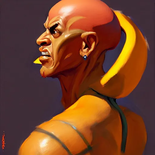 Image similar to Greg Manchess portrait painting of Dhalsim as Overwatch character, medium shot, asymmetrical, profile picture, Organic Painting, sunny day, Matte Painting, bold shapes, hard edges, street art, trending on artstation, by Huang Guangjian and Gil Elvgren and Sachin Teng