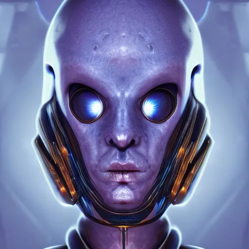 Prompt: portrait of an alien soldier, renaissance style, star wars character, blue skin, volumetric lights, symmetry, headpiece, trending on artstation, sharp focus, leica, studio photo, intricate details, highly detailed