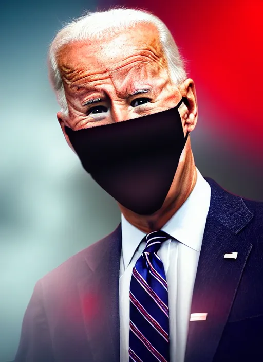 Image similar to hyper realistic ultra realistic vengeful photo furious glowing red eyes biden, high quality photo, detailed , 8k